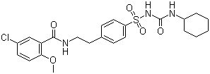 格列本脲, N-[2-[4-[[[(环己氨基)羰基]氨基]磺酰基]苯基]乙基]-2-甲氧基-5-氯苯甲酰胺, CAS #: 10238-21-8