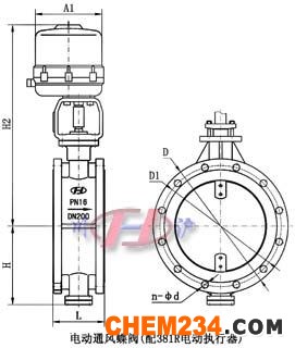 电动通风蝶阀(配381R电动执行器)