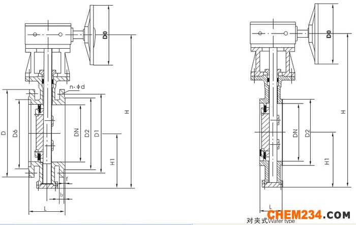 D343H-D343Y-D343F金属密封蝶阀结构图纸
