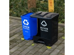 小型环卫垃圾桶 40L分类双桶垃圾桶 脚踏式垃圾桶图3